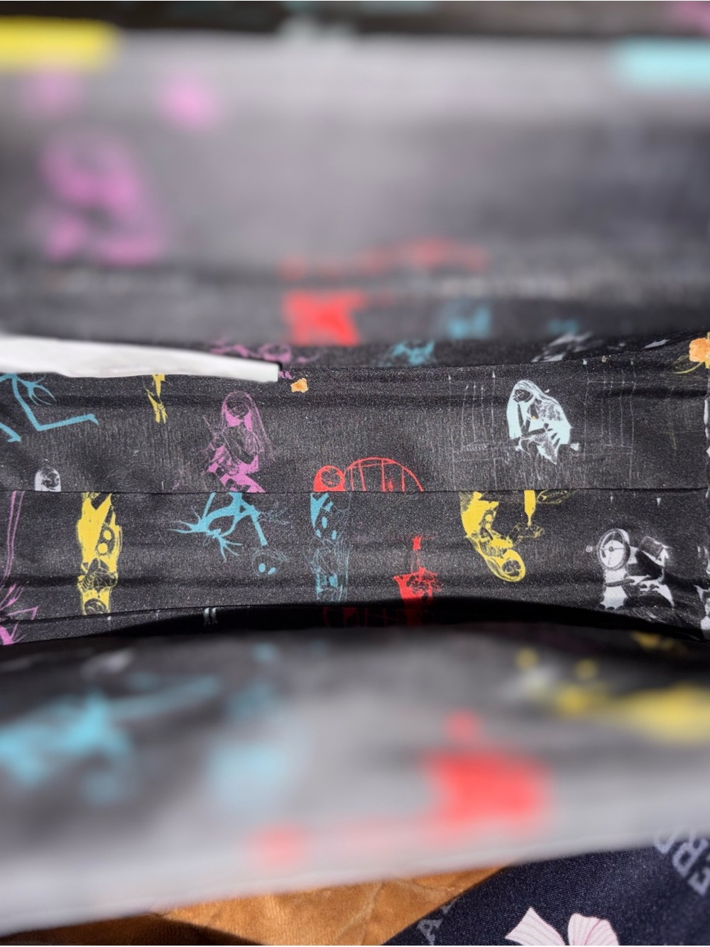 Loungefly Black Crossbody Bag with Purple, Yellow & Teal Panels w/ wallet - Picture 3 of 6